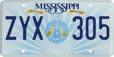 MS license plate ZYX305