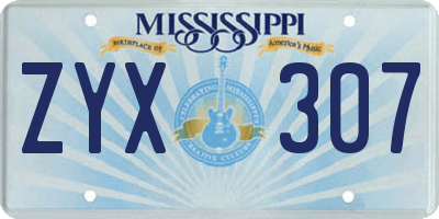 MS license plate ZYX307