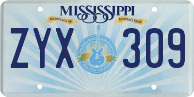 MS license plate ZYX309