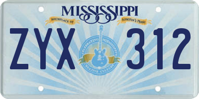 MS license plate ZYX312