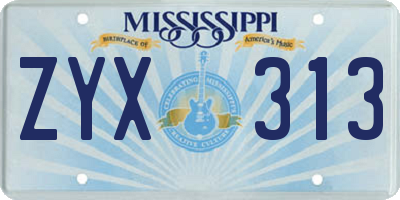 MS license plate ZYX313