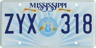 MS license plate ZYX318