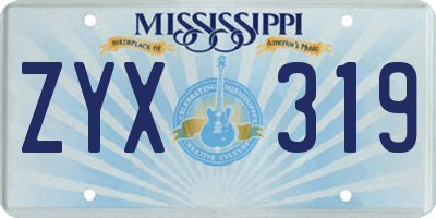 MS license plate ZYX319