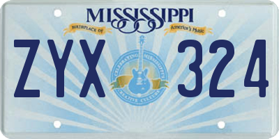 MS license plate ZYX324