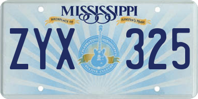 MS license plate ZYX325