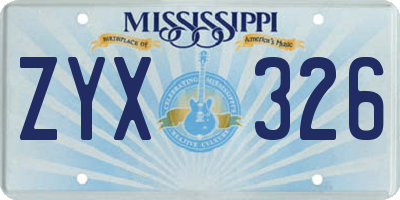 MS license plate ZYX326