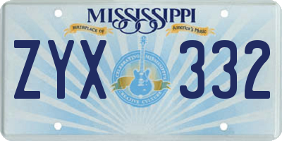 MS license plate ZYX332