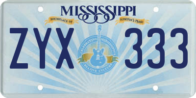 MS license plate ZYX333