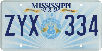MS license plate ZYX334