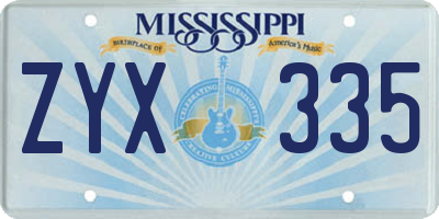 MS license plate ZYX335