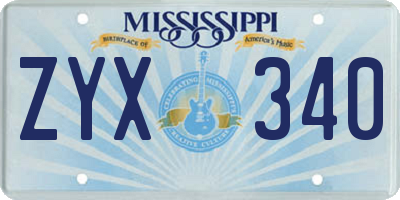MS license plate ZYX340
