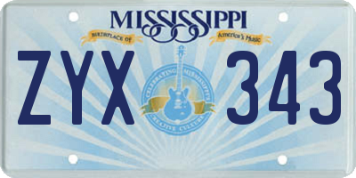 MS license plate ZYX343