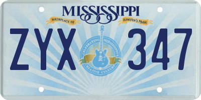 MS license plate ZYX347