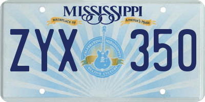 MS license plate ZYX350