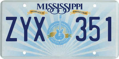 MS license plate ZYX351
