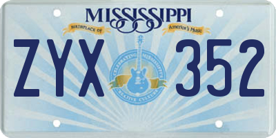 MS license plate ZYX352