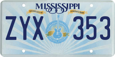 MS license plate ZYX353