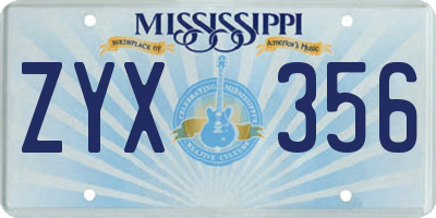 MS license plate ZYX356