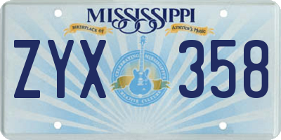 MS license plate ZYX358