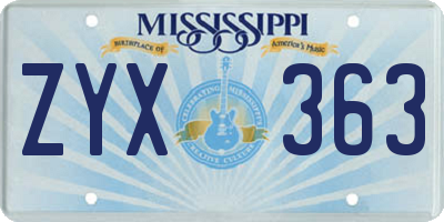 MS license plate ZYX363