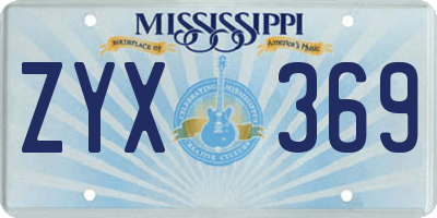 MS license plate ZYX369