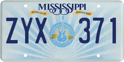 MS license plate ZYX371