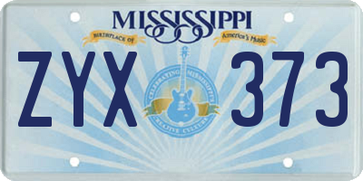 MS license plate ZYX373