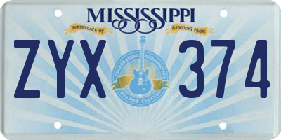 MS license plate ZYX374
