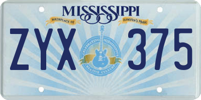 MS license plate ZYX375