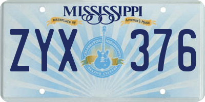 MS license plate ZYX376