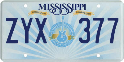 MS license plate ZYX377