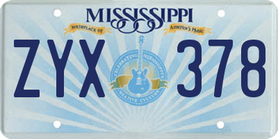 MS license plate ZYX378
