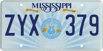 MS license plate ZYX379