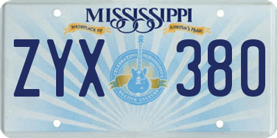 MS license plate ZYX380
