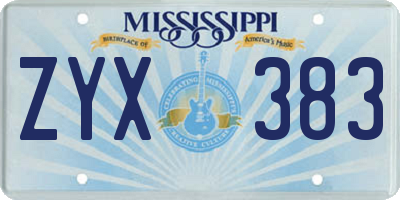 MS license plate ZYX383