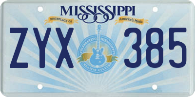 MS license plate ZYX385