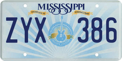 MS license plate ZYX386
