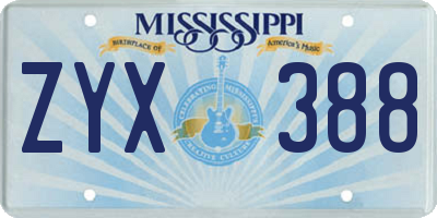 MS license plate ZYX388