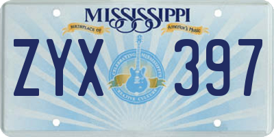 MS license plate ZYX397