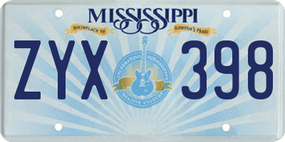 MS license plate ZYX398