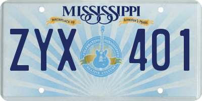MS license plate ZYX401