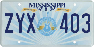 MS license plate ZYX403