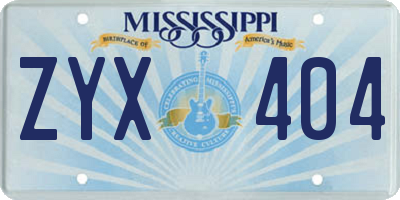 MS license plate ZYX404