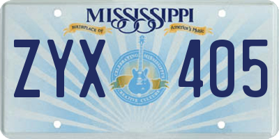 MS license plate ZYX405