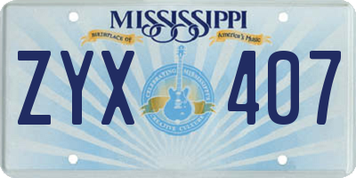 MS license plate ZYX407