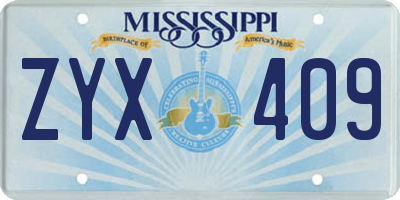 MS license plate ZYX409