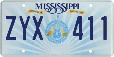 MS license plate ZYX411