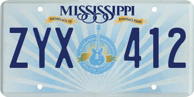 MS license plate ZYX412