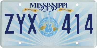 MS license plate ZYX414