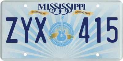 MS license plate ZYX415
